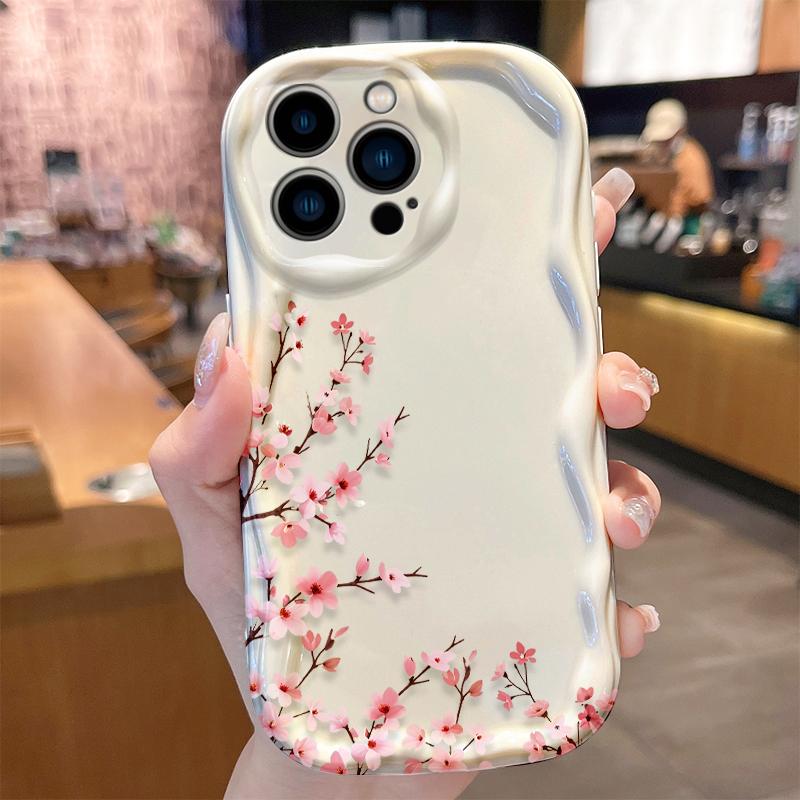 Romantic Cherry Blossom Tree Case for iPhone 17 Air 16E 15 14 Plus 13 12 Mini 11 Pro Max Silicone Shockproof Soft Covers Funda