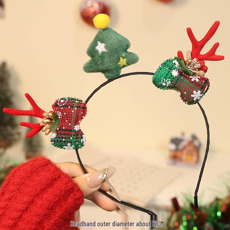2025 Christmas Antler Headband Hair Tie - Women's Holiday Hair Accessories