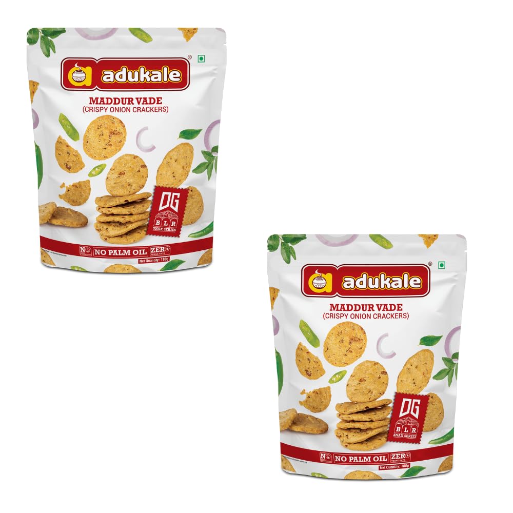 Adukale Maddur Vade Combo | South Indian Snacks | Crispy & Soft Texture | No Palm Oil or Preservatives | 180g Each (Pack of 2)