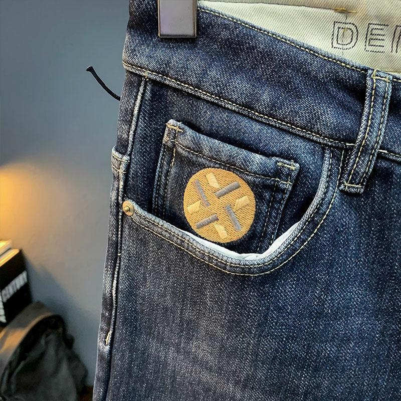 High-End Fleece-lined Thick Soft Leisure Warm Jeans Men2024Winter Slim Fit Micro Harem Tappered Pants
