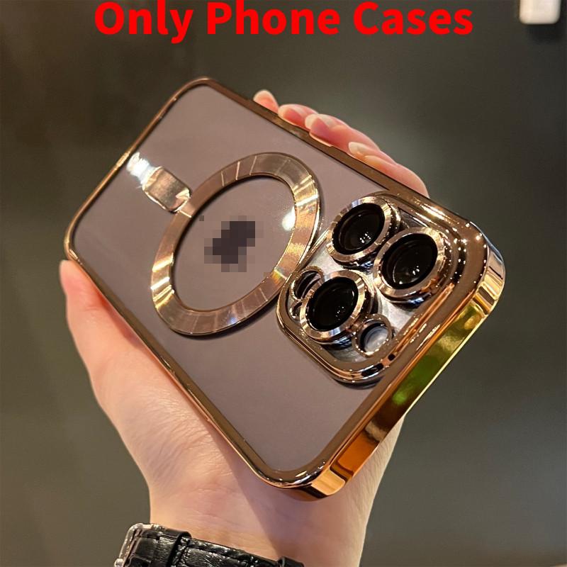 15 For Iphone Promax Magnetic Plating Clear Wireless Charging Shockproof Cover