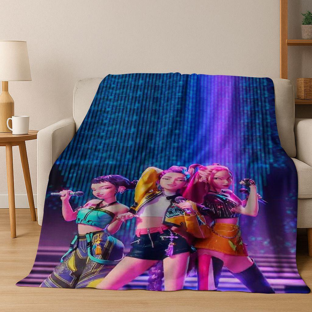26 Stil Neue KPOP Dämonenjäger Rumi Mira Zoey Cartoon Flanell Decke, Gemütliche Weiche Überwurfdecke für Zuhause Schlafzimmer Bett Sofa Abdeckung