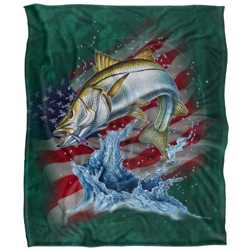 JQ Licensing Patriotic Silky Snook Fishing Supersoft Blanket