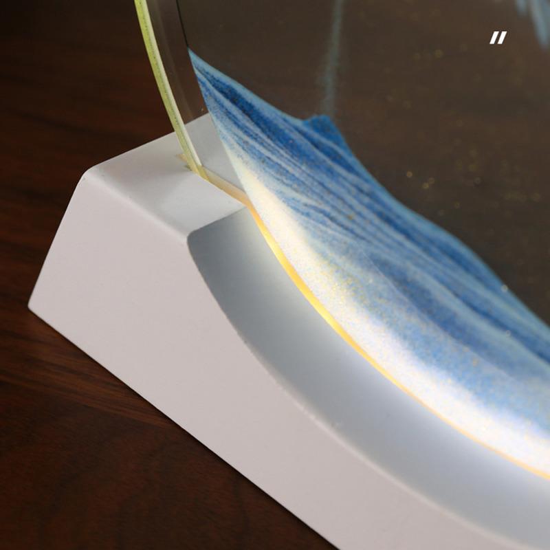 Beweglicher Sand Nachtlichter 3d Sanduhr Treibsand Leuchtendes Ornament Glas Sandlandschaft Handwerk Fließende Malerei Lampen Heimdeko Geschenk