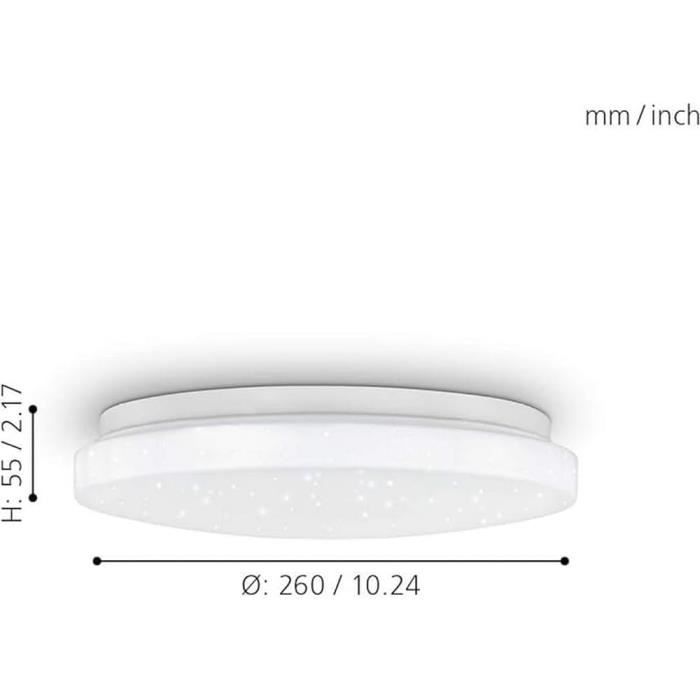 Plafonnier led - eglo - pogliola-s - ø 26 cm - acier et plastique blanc - économie d'énergie 12w