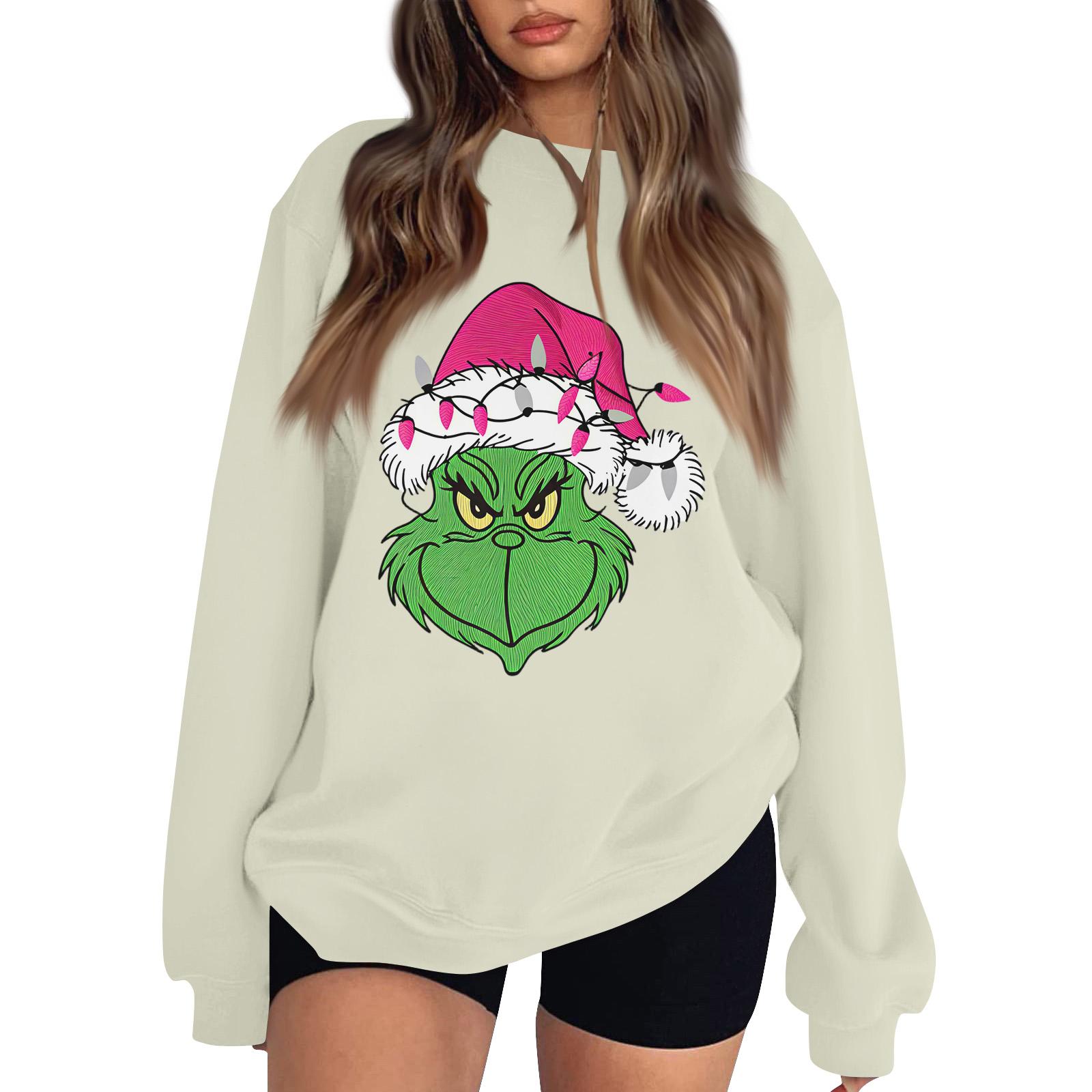 

Женский модный пуловер с длинным рукавом и забавным рождественским принтом M