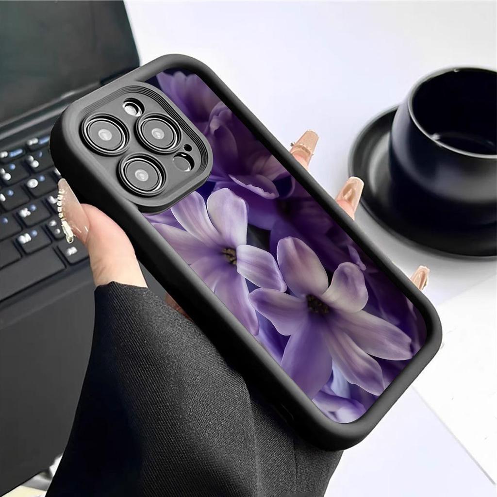 Iris Flower Diamond Sand iPhone 15/16/17 Case: Black Groove Staircase Sky Eye Protection