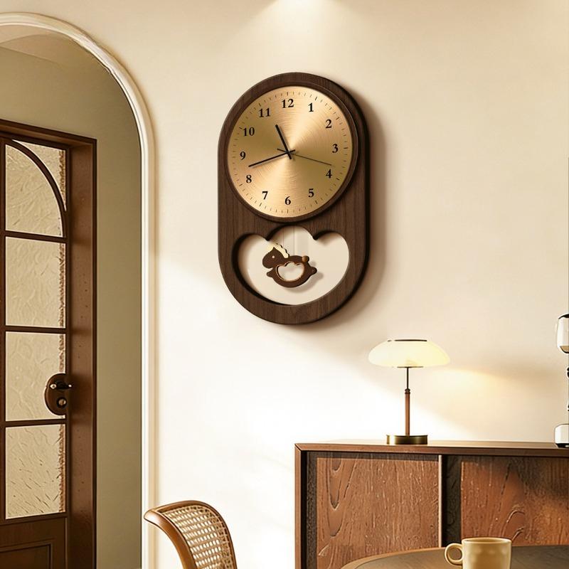 Living Room Wall Clocks Light Luxury Wooden Wall Watch Simple Silence Swing Clocks Entrance Modern Decoration Accessories