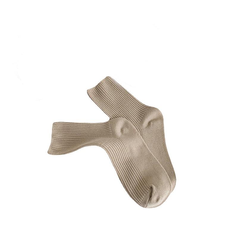 6 Pairs Autumn and Winter Pure Color Women Loose Socks Rib Cotton Fashion Basic Daily Classic Female Sock