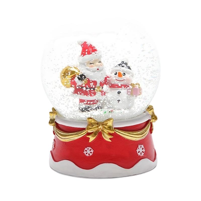 Rotating Crystal Sphere With Warm White LED Lights Resin Construction Snow Globes Battery Powered Home Decoration