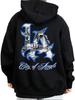 Herren LA Art City Chicano Mexikanischer Lowrider Übergroßer Grafik Hoodie/Sweatshirt Langarm, Locker, Knopf-Akzent, Freizeit-Oberteile