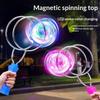 Led Magic Magnetic Orbit Spinning Top Toy Creative Hand Cranked Color Luminous Colorful Gyroscope Rotating Handle Child Gifts