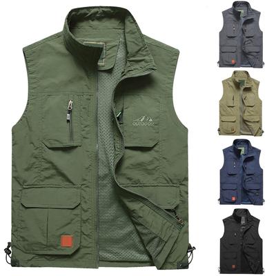 Gilet Uomo Asciugatura Rapida Sottile Pesca Fotografia Multi Tasche Rete