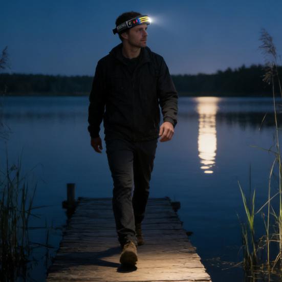 Motion Sensor Headlamp Ultra-Bright LED Headlamp Gesture Control Waterproof Lightweight USB-C Rechargeable Outdoor Headlamp for Camping Hiking