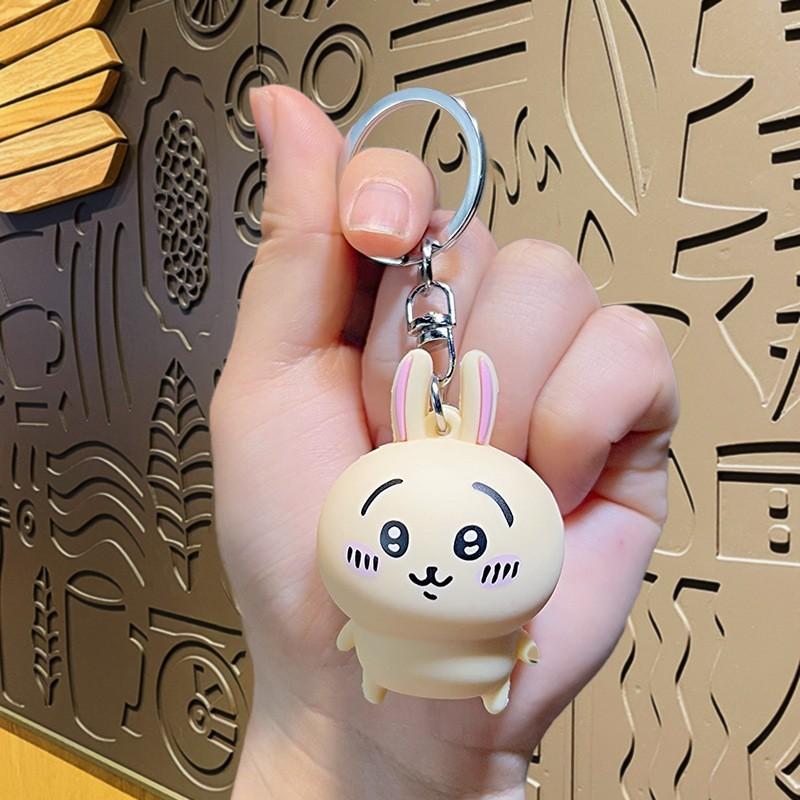 Kawaii PVC 3D Figure Keychain Cute Usagi Hachiware Ushachi Cartoon Pendant Bag Charm & Key Ring Party Birthday Perfect Gift