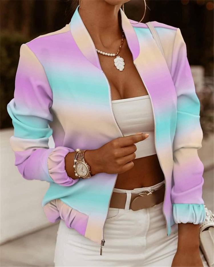 Módní Dámské Dámská Bomber bunda na zip Casual Coat Outwear Plus Size S-5XL