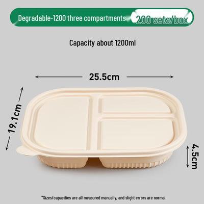 Boîtes à déjeuner jetables biodégradables à 3 compartiments avec couvercles