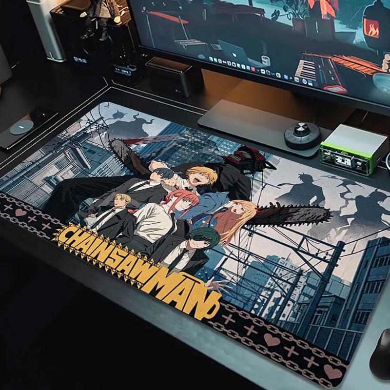Chainsaw Man Color Mouse Pad Large Gaming Table Cushion Non-slip Laptop Tablet Big Mousepad XXL Mat Mini PC Playmat With Lock Edge