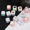 12mm Color-Plated 3D Heart Square Beads for DIY Hairpins & Bracelets