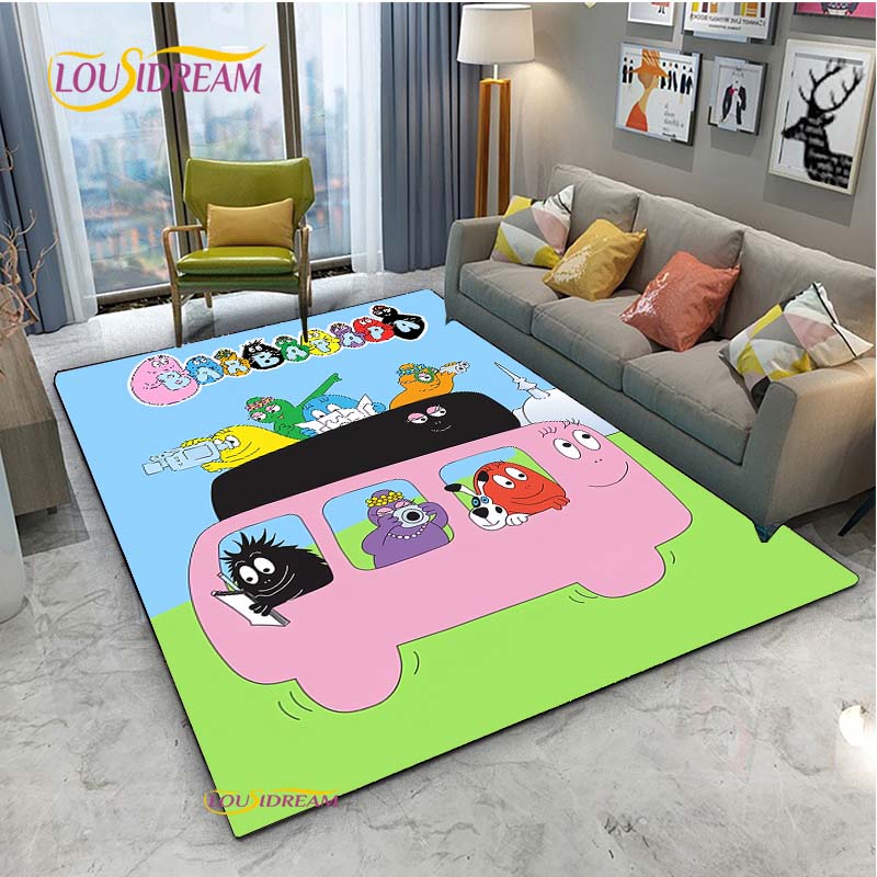 Barbapapa Cartoon Anime Carpet for Living Room Sofa Coffee Table Bedroom Rug Kitchen Kids Door unslip floor Mat Birthday gift