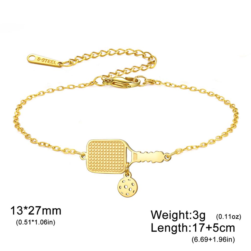 Pickleball Bracelet for Women Men Newly Emerging Sports Bracelets Stainless Steel Couple Jewelry Gift