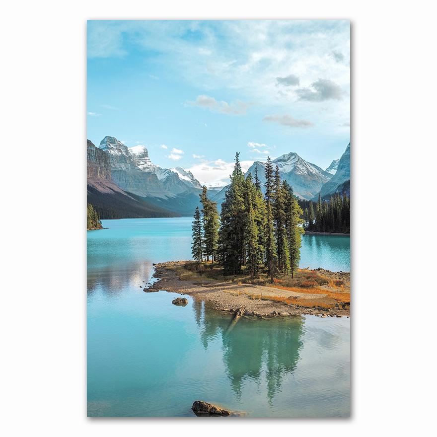 Mountain Lake Reflection Picture Nature Scandinavian Nordic Decoration Coastline Cityscape Print Wall Art Canvas Painting