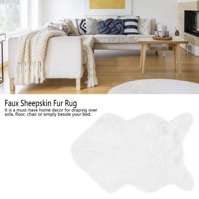 Faux Sheepskin Fur Rug Soft Carpet Area Rug For Bedroom Sofa Floor Living Room DecorGray
