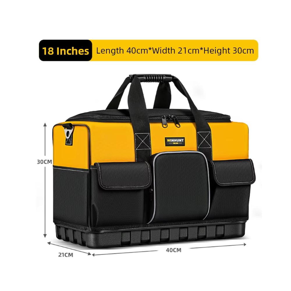 Electrician Tool Bag with Shoulder Strap Hard Bottom Multi-Pocket Large Organizer Multi-Function Tool Storage Tote for Hand Tool