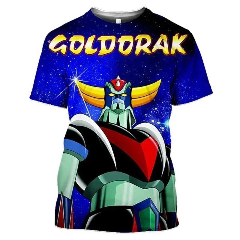 3D Animated Printed T-shirt for Men's Oversized Design Shirt, Grandizer, Robot, Harajuku Style, Goldorak Y2K Streetwear