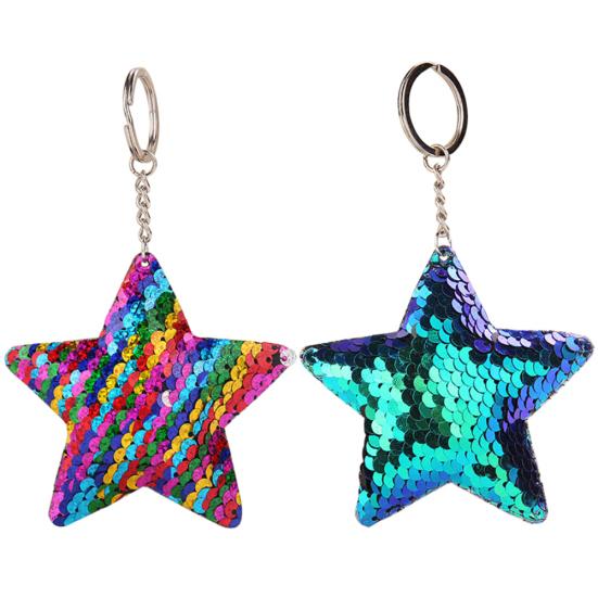 Women Glitter Sequins Star Car Keychain Key Ring Bag Hanging Ornament Pendant
