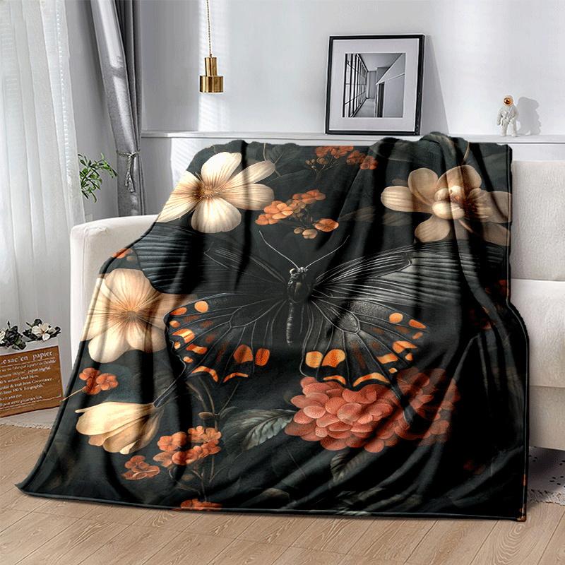 1 Stück Leichte Flanelldecke mit Schmetterlingsdruck, Bequeme und Warme Decke, für Camping Sofa Bett und Couch Büro, Geschenk