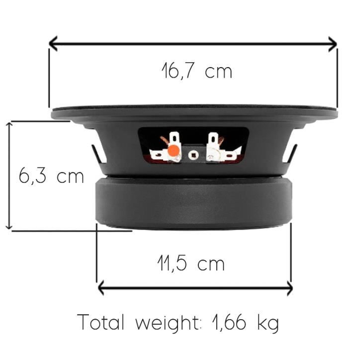 1 MIDRANGE DS18 PRO-GM6.4B 16,5 cm 165 mm 6,5" de diamètre 140 watts rms et 480 watts max 4 ohms sensibilité 95 db voiture, 1 pièce