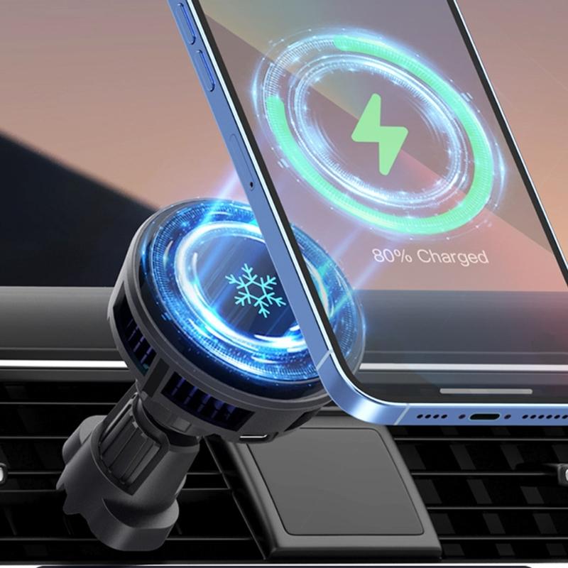 15W Fast Charging Phone Mount Support Rack Holder with Semiconductor Cooling System and Colorful Lighting for Smartphone