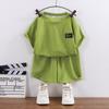 Set Maglietta a Maniche Corte e Pantaloncini per Bambini Texture a Nido d'Ape Sottile Estivo Casual per Ragazzi Ragazze Abbigliamento Quotidiano Uso Domestico Vita Elastica