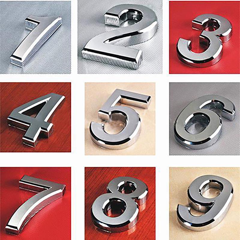 0-9 Polished Modern House Door Plaque Address Number Digit Plate Sign Christmas Decorations