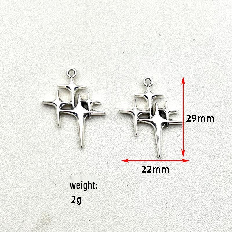 Antique Silver Zinc Alloy Four-Pointed Star Pendant Charm