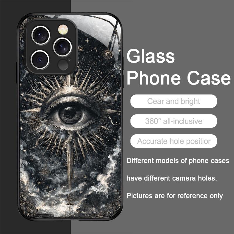 Retro Devil Eye Mysterious Totem Tempered Glass Phone Case for IPhone 17 16 Pro Max 15 14 13 12 Mini 11 X XS MAX 7 8 Plus Cover