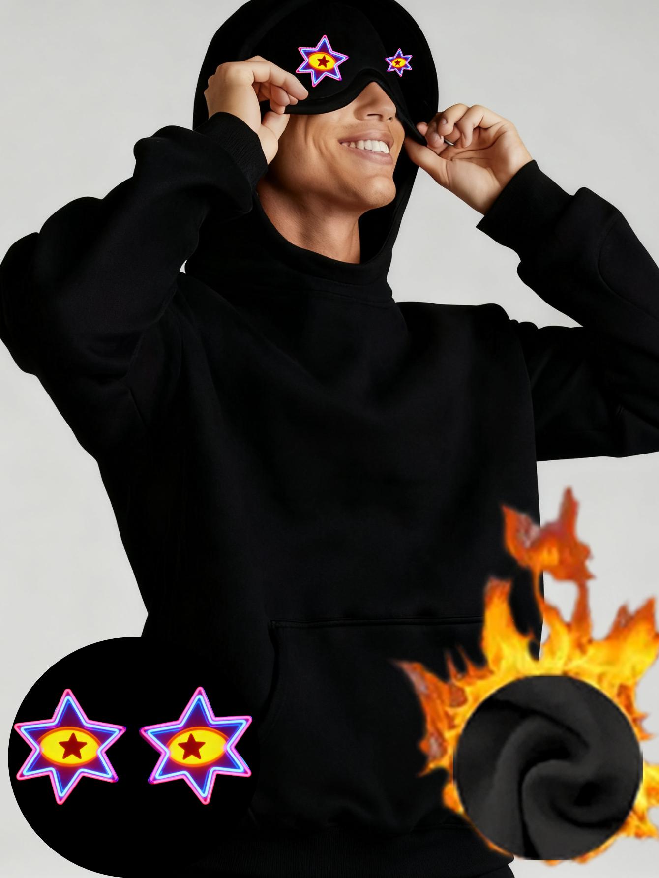 Hooded Sweatshirt with Eye Mask for Men, Stylish & Functional,  for Casual Gatherings XXL чёрный