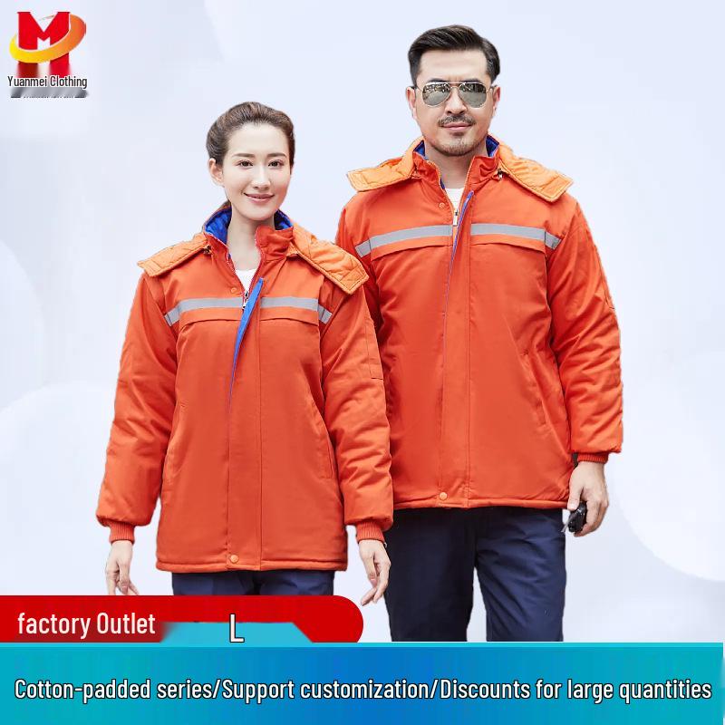 Winter-Ready Insulated Workwear Set with Reflective Strips for Gas Station and Sanitation Jobs