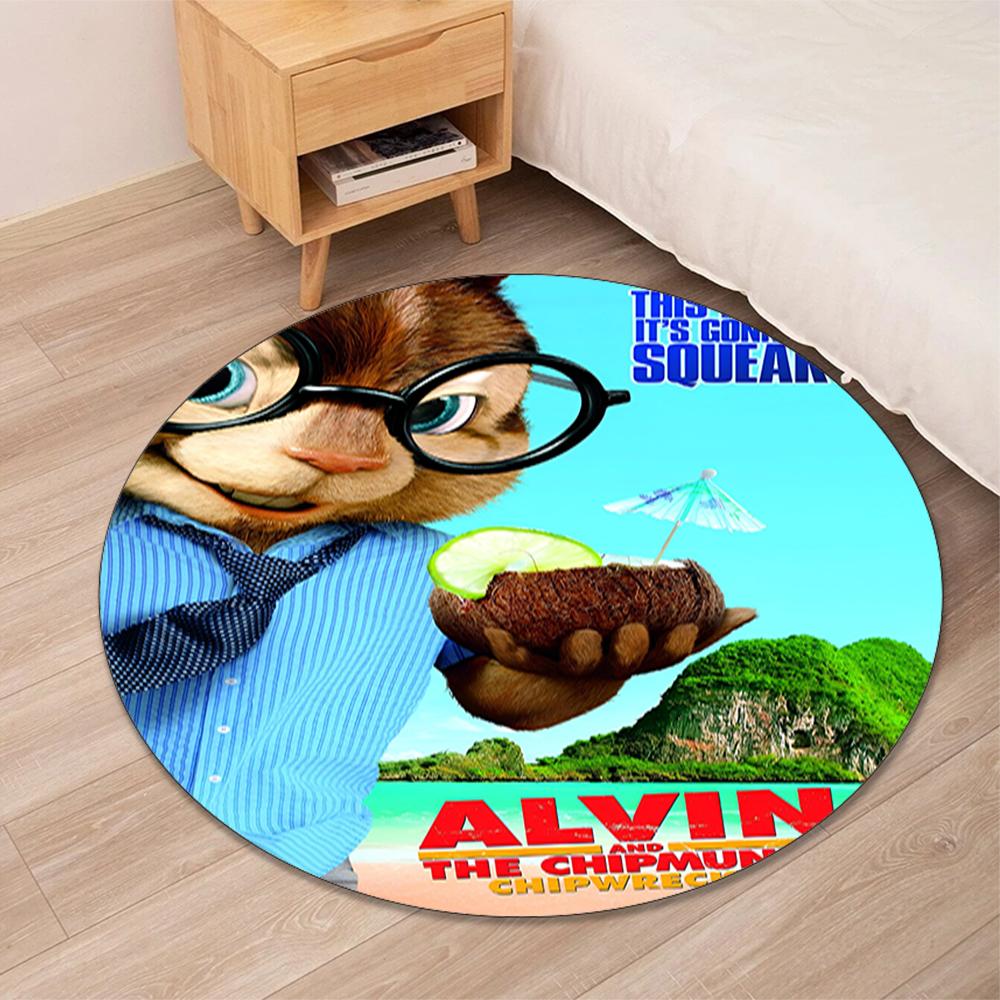 Alvin a Chipmunkové Tištěný Kulatý Koberec Kobereček Pod Křeslo Koberec do Obývacího Pokojí Vstupní Rohožky, pro Kancelářské Křeslo Obývací Pokoj Ložnici Kuchyňský Kout.