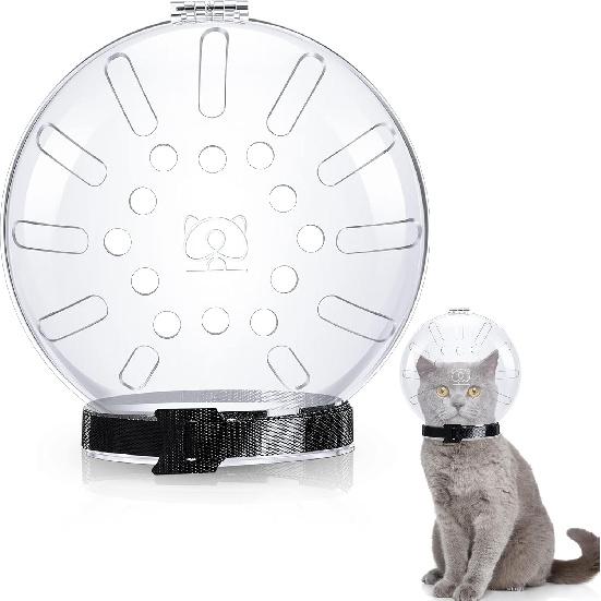 Cat Muzzle Helmet Cat Mouth Cover Helmet Pet Grooming Muzzle Kitten Adjustable Hood Transparent Breathable Dog Face Mask Grooming Mask for Dog Pet