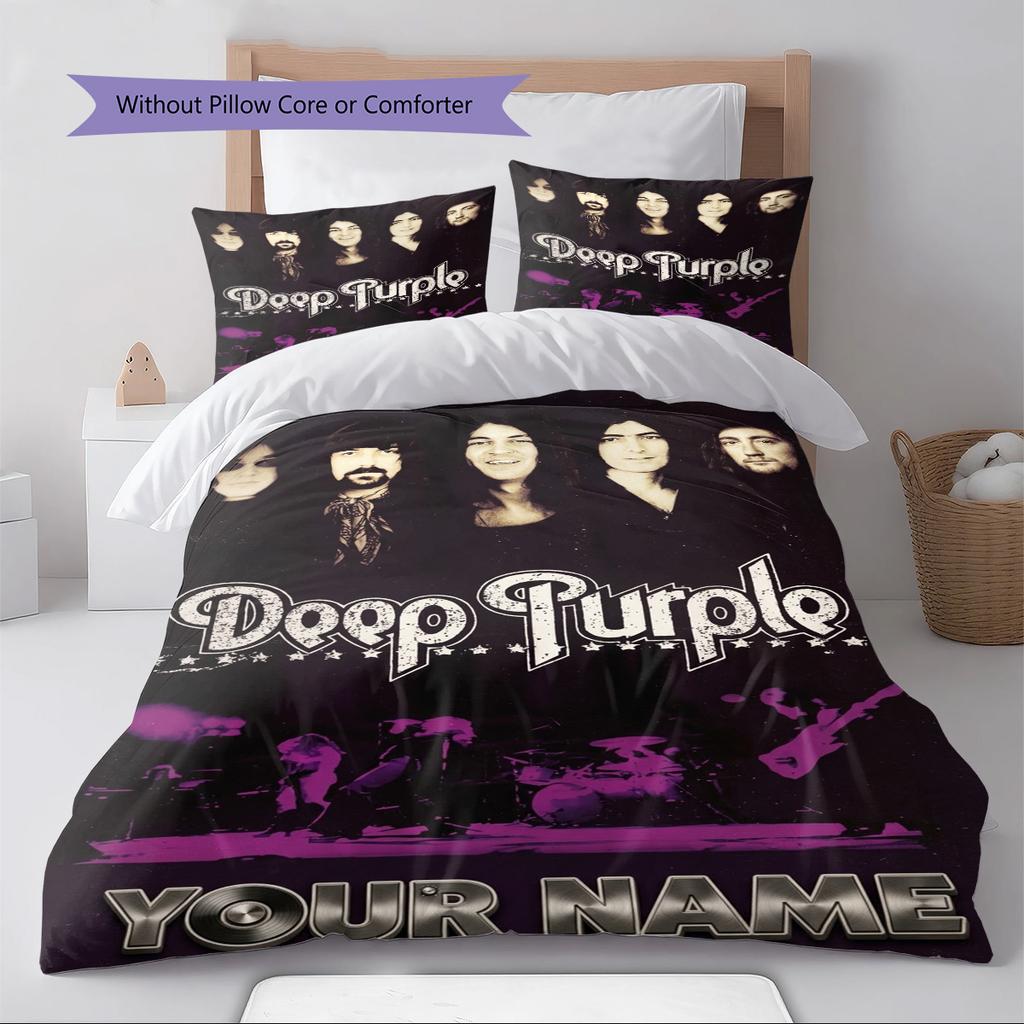 Name Custom Deep Purple Band Pattern Bedding Set Quilt Cover Pillowcase Home Decor Gift (1 * duvet cover + 2 * pillowcase, without core)