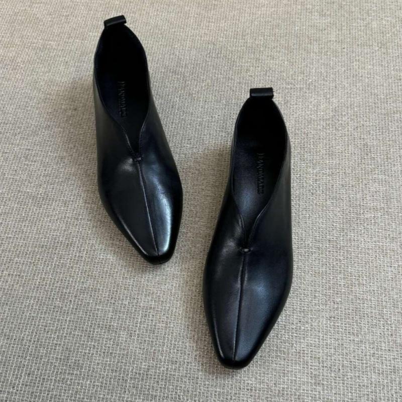 Fashion Mid Heels Leather Shoes 2025 Designer New Spring Elegant Versatile Women Loafers Comfortable Soft Walking Pumps Zapatillas Mujer