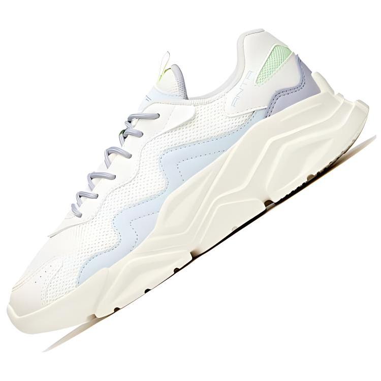 Anta Lifestyle Series Mesh Shock Absorbing Durable Low Top Sports Casual Shoes Women Sneaker White Purple Blue 922048820-5