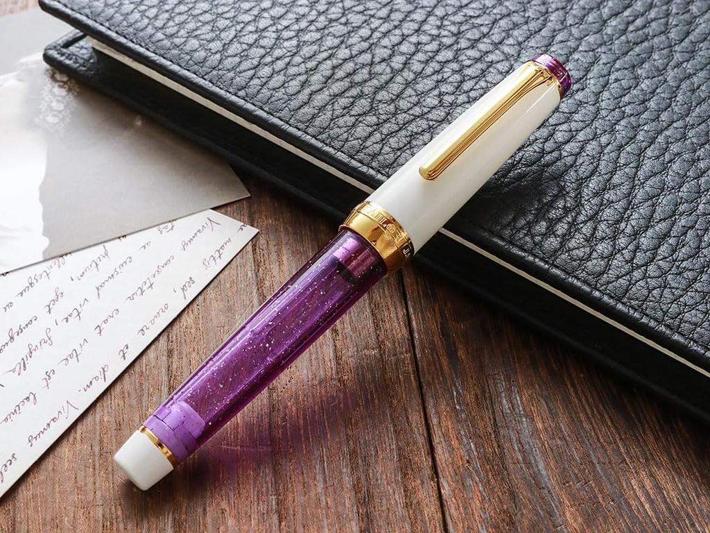 WANCHER SAILOR Original Professional Gear PURPLE RAIN Fountain 21k Gold Pen, (Medium Nib)