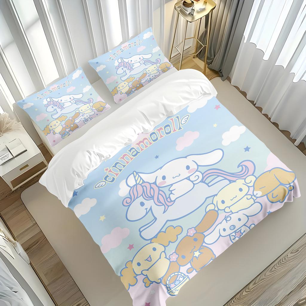 MINOSO-Sanrio Hello Kitty Quilt Cover Children Bed Linen Set Cute Bedroom Bedding Decor Comfortable Sets Breathable Bedding