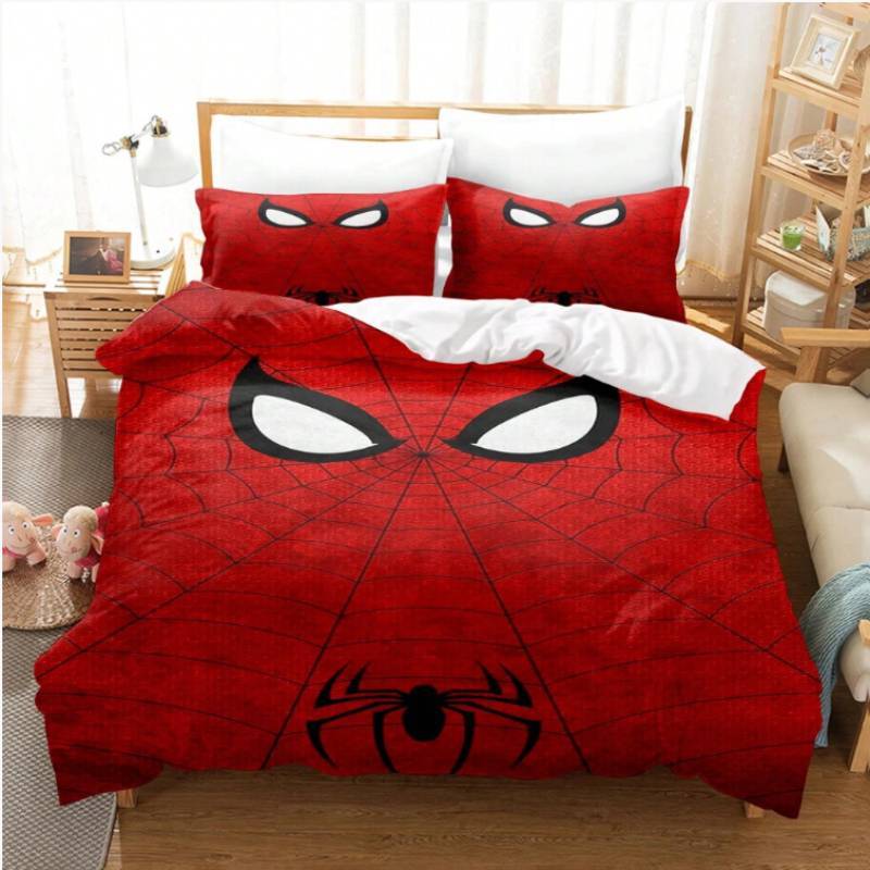 Spiderman Printed Bed Set With Reactive Dyeing And Brushed Fabric For Bedroom Decor
