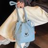 Korean version of fashion casual style, light and cute with denim tote bag, student class commuting versatile messenger bag