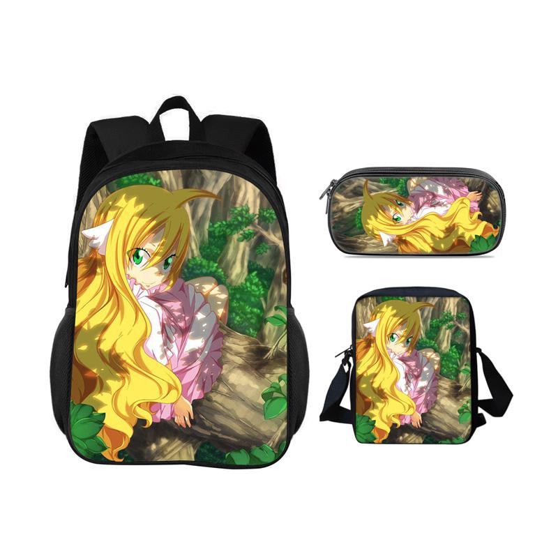 FAIRY TAIL Backpack Pen Bag Shoulder Bag 3Pcs Set Cartoon Anime Printed Student Boys and Girls New Large Capacity Versatile