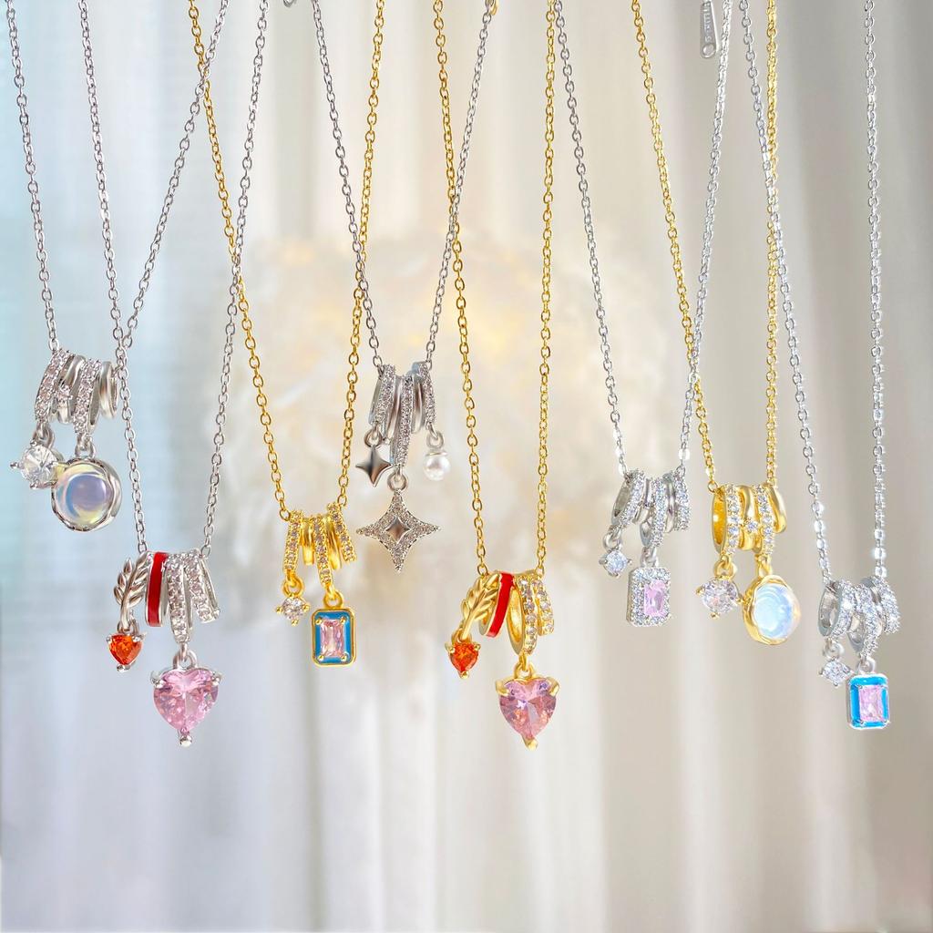 Copper Plated 18k Real Gold Love Necklace Zircon Collarbone Chain Exquisite Versatile Necklace Women's Accessories
